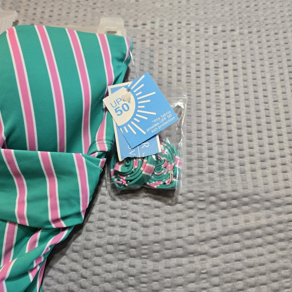 NWT Draper James Pink/Green One Piece w/ Sweetheart Knot Removable Strap - Picture 4 of 7